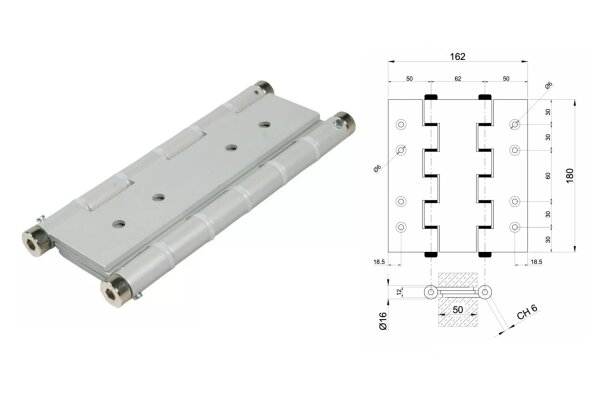 ZAWIAS WAHADŁOWY 180mm LAKIEROWANY UE Srebrny