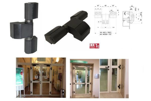 ZAWIAS TRZYCZĘŚCIOWY LAKIEROWANY UE Czarny