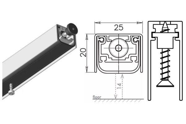 USZCZELKA OPADAJĄCA ACOUSTIC ALU 930mm (>780mm) [K5-240-1GA-0930] UE Srebrny