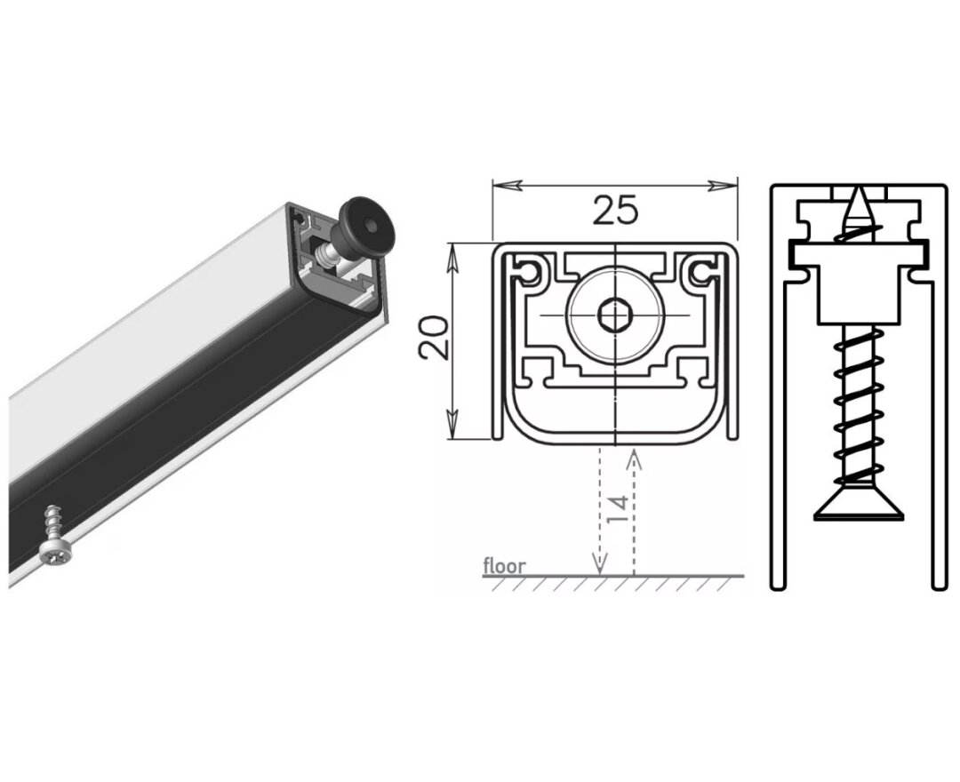 USZCZELKA OPADAJĄCA ACOUSTIC ALU 1130mm (>980mm) [K5-240-1GA-1130]- fot-