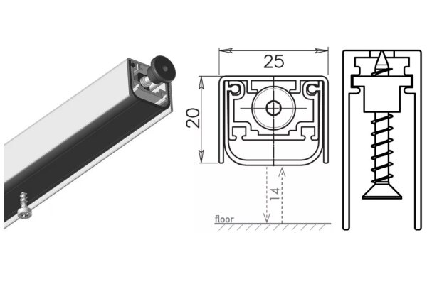 USZCZELKA OPADAJĄCA ACOUSTIC ALU 1130mm (>980mm) [K5-240-1GA-1130] UE Srebrny