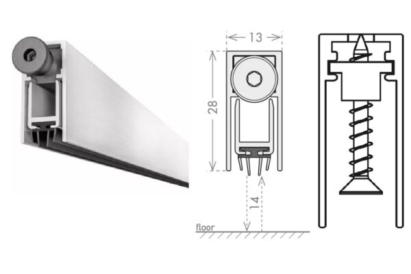 USZCZELKA OPADAJĄCA 1328 A 830mm (>630mm) [K5-500-1A-0830] UE Srebrny