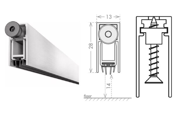 USZCZELKA OPADAJĄCA 1328 A 930mm (>730mm) [K5-500-1A-0930] UE Srebrny