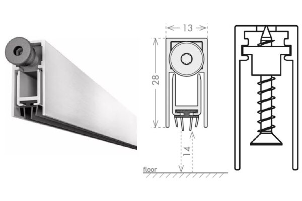 USZCZELKA OPADAJĄCA 1328 A 1030mm (830mm) [K5-500-1A-1030] UE Srebrny