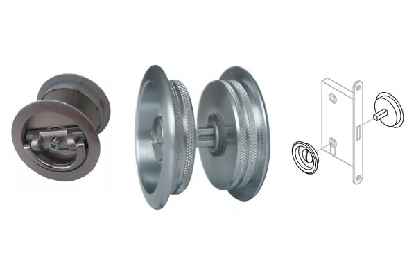 KLAMKA WPUSZCZANA AKTYWNA-PASYWNA OKRĄGŁA UE Chrom matowy