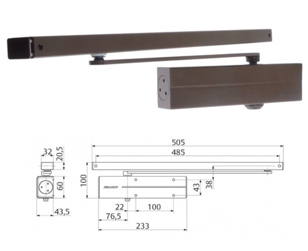 Samozamykacz Assa Abloy DC135 z szyną ślizgową- fot-