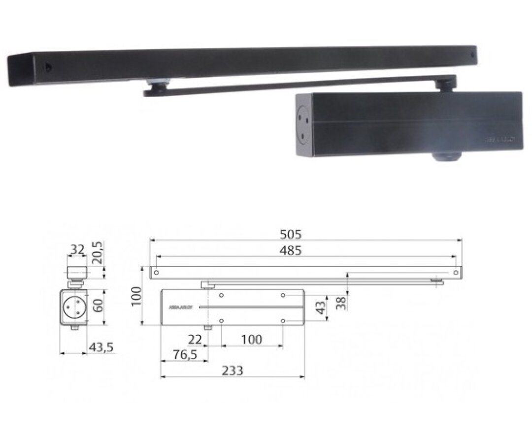 Samozamykacz Assa Abloy DC135 z szyną ślizgową- fot-