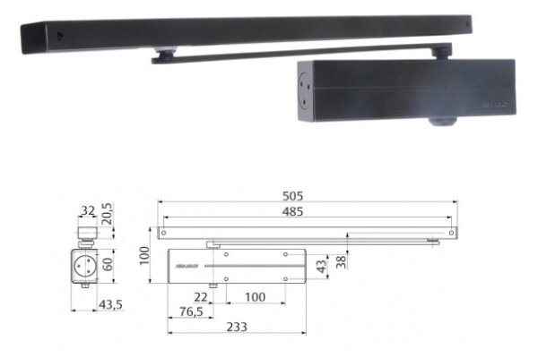 Samozamykacz Assa Abloy DC135 z szyną ślizgową Assa Abloy Czarny 9005