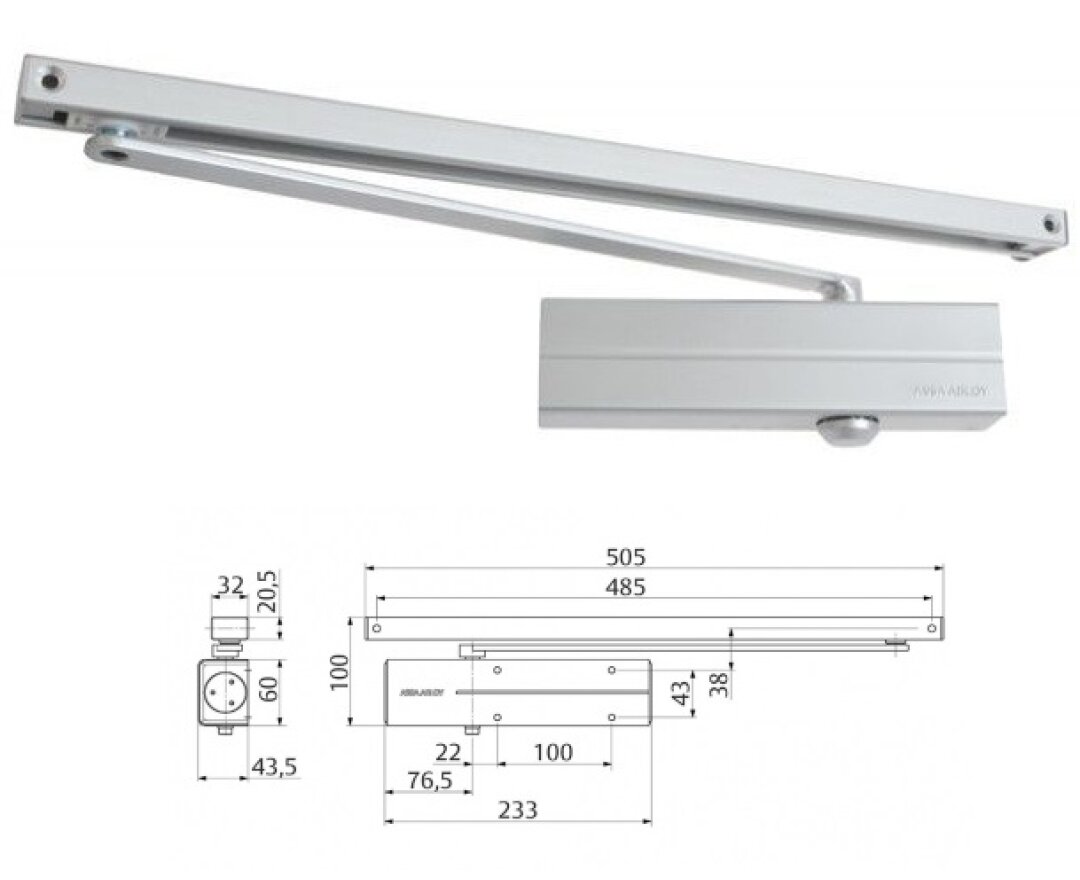Samozamykacz Assa Abloy DC135 z szyną ślizgową- fot-