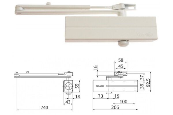 Samozamykacz Assa Abloy DC140 z ramieniem Assa Abloy Biały 9016