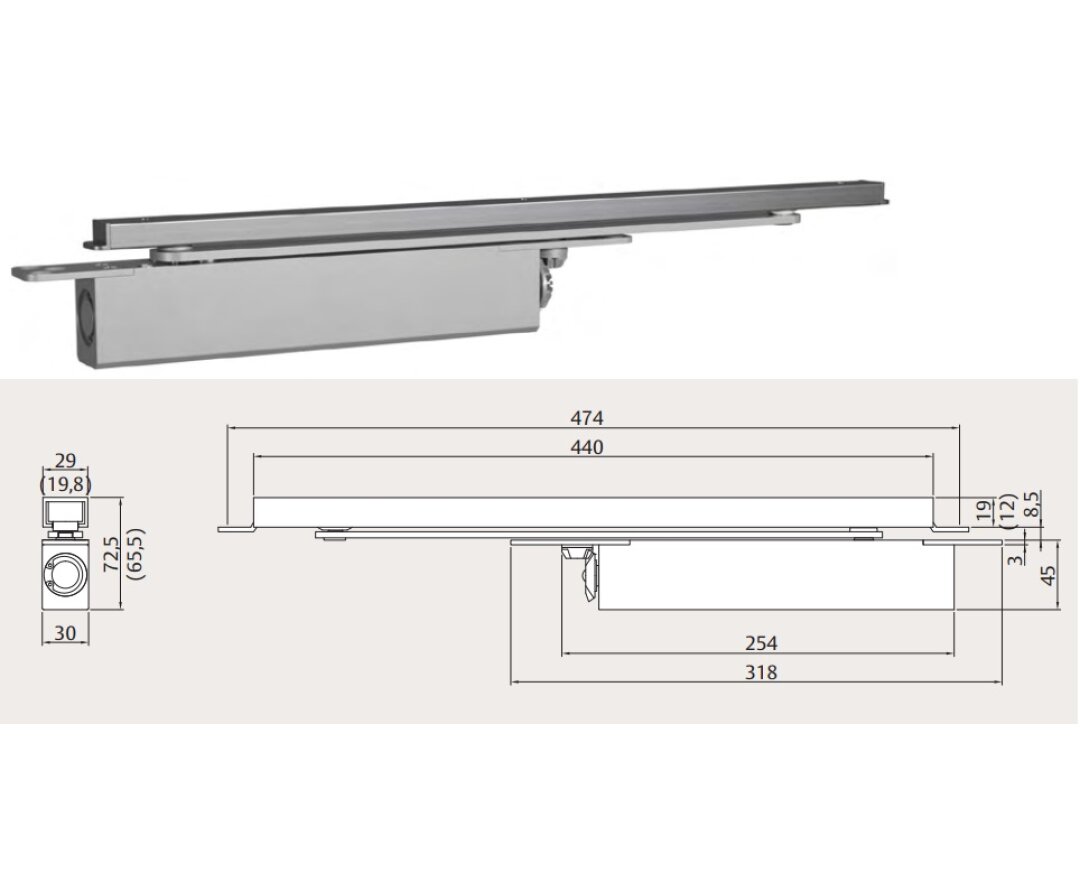 Samozamykacz Assa Abloy DC850 z szyną prowadzącą G896- fot-