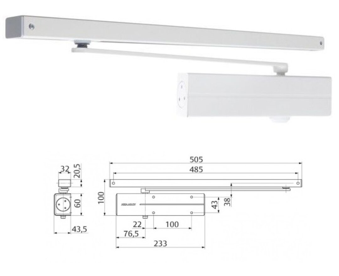 Samozamykacz Assa Abloy DC135 z szyną ślizgową- fot-