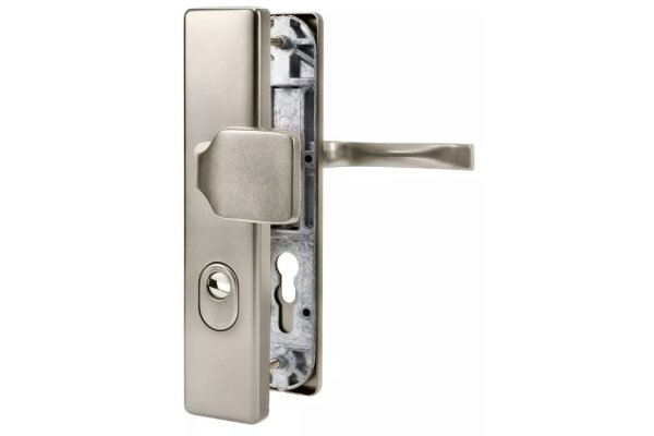 KLAMKO-GAŁKA JUNO 72WB Z ZABEZPIECZENIEM (ZA) (F1) [GD 85-95mm] UE Srebrny