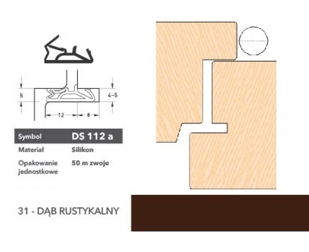 Uszczelka do drzwi wewnętrznych DS112a - 50 m- fot-