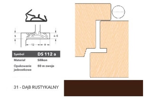 Uszczelka do drzwi wewnętrznych DS112a - 50 m Deventer Dąb rustykalny
