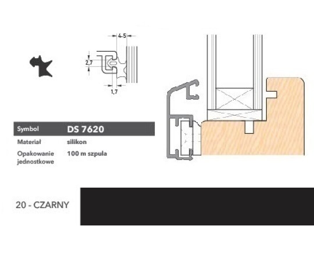 Uszczelka okienna silikonowa D7620 – 100 m- fot-
