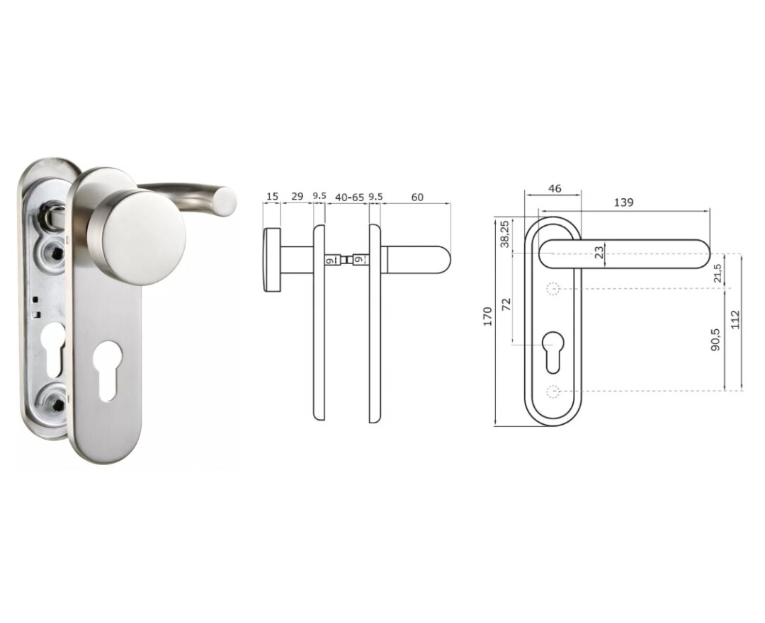 KLAMKO-GAŁKA 72WB 45x170 mm, PPOŻ.- fot-