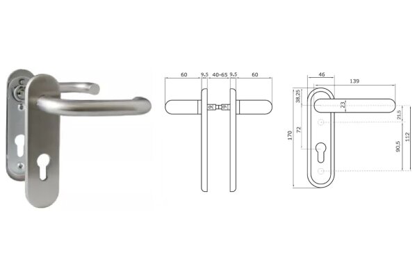 KLAMKA 72WB 45x170 mm, PPOŻ. ISEO Stal nierdzewna
