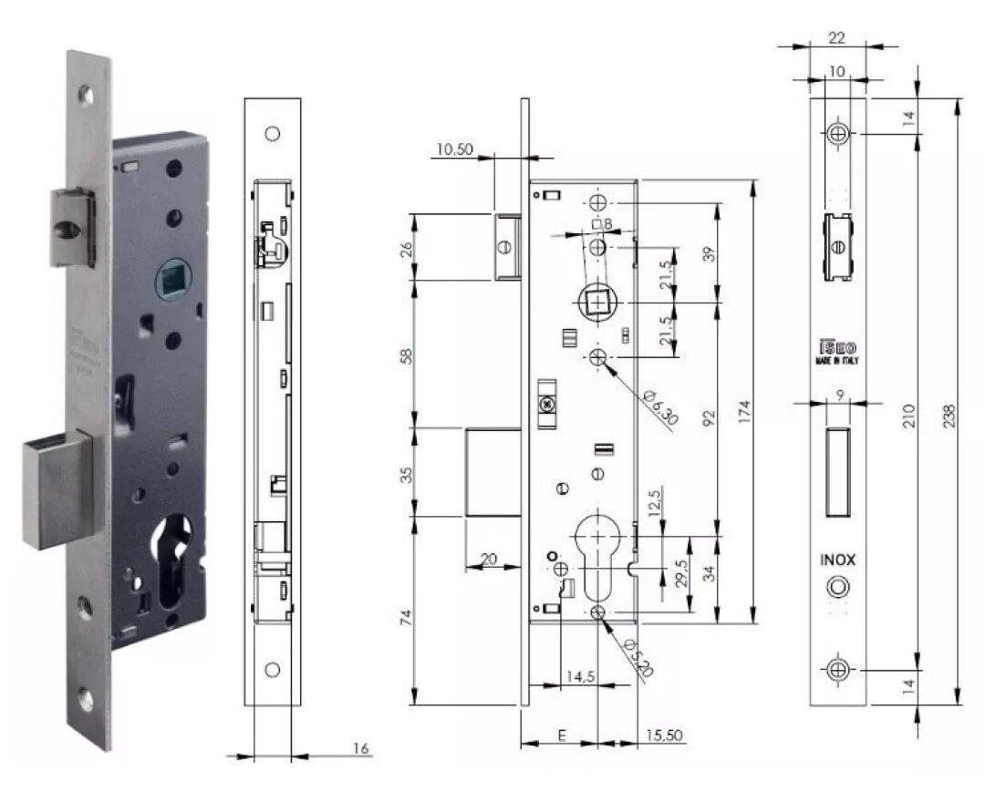 ZAMEK 92WB, E=35mm, 238x22x3mm- fot-