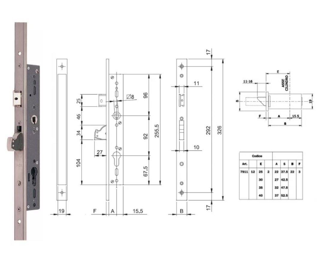 ZAMEK BLINDO 92WB, E=35mm, 326x22x3mm- fot-