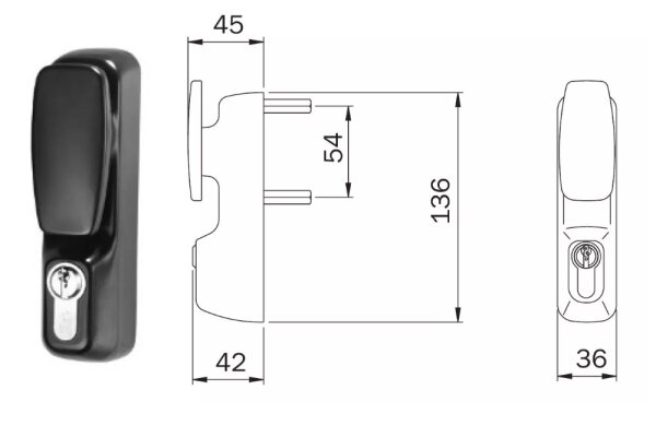UCHWYT STAŁY TRIM Z WKŁADKĄ BĘBENKOWĄ, PPOŻ. ISEO Czarny