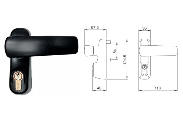KLAMKA TRIM Z WKŁADKĄ BĘBENKOWĄ ISEO Czarny