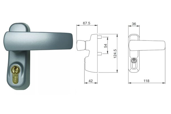 KLAMKA TRIM Z WKŁADKĄ BĘBENKOWĄ ISEO Szary