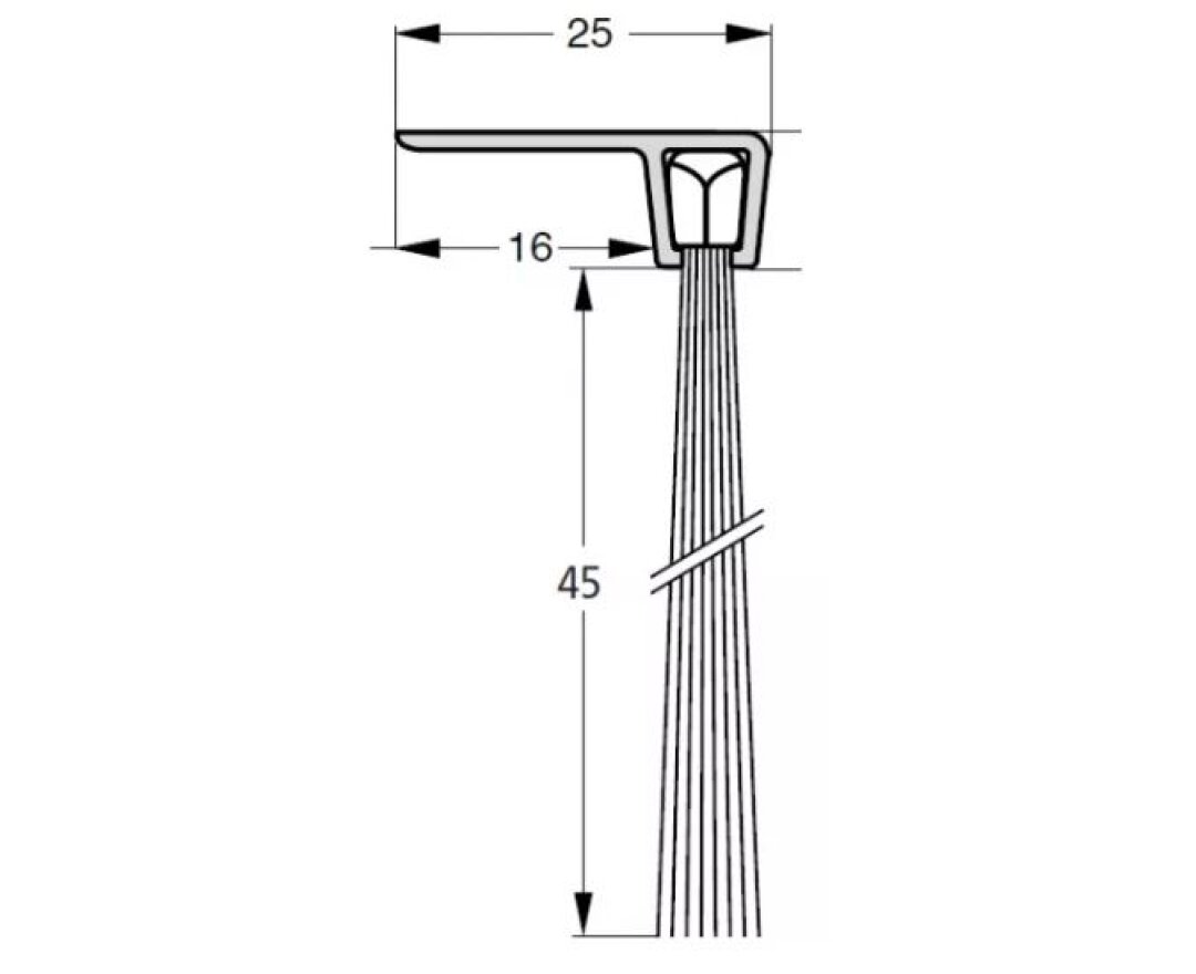 USZCZELKA SZCZOTKOWA F5-45 ALUMINIUM 1m- fot-