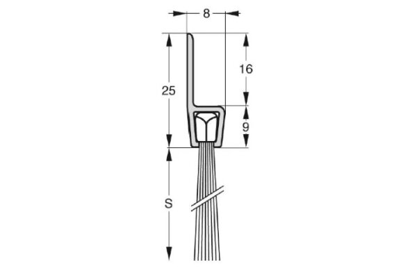 USZCZELKA SZCZOTKOWA H5-25 ALUMINIUM 3m UE