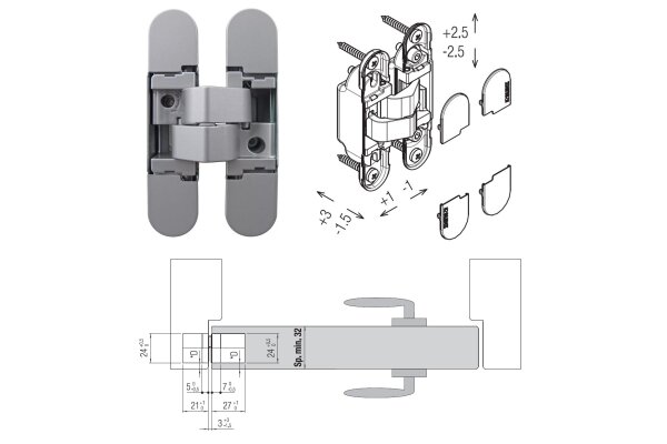 ZAWIAS WPUSZCZANY K1019 Koblenz Chrom matowy