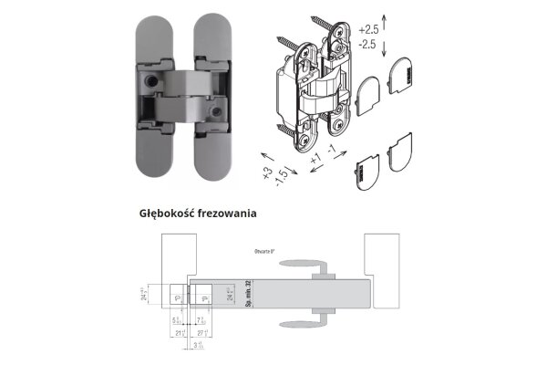 ZAWIAS WPUSZCZANY K1060 Koblenz Chrom matowy