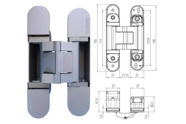 ZAWIAS WPUSZCZANY KUBICA K2780 20szt. Koblenz Chrom matowy