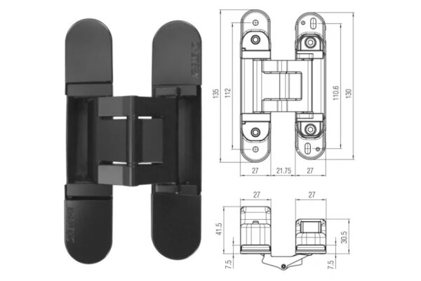 ZAWIAS WPUSZCZANY KUBICA K2780 20szt. Koblenz Czarny
