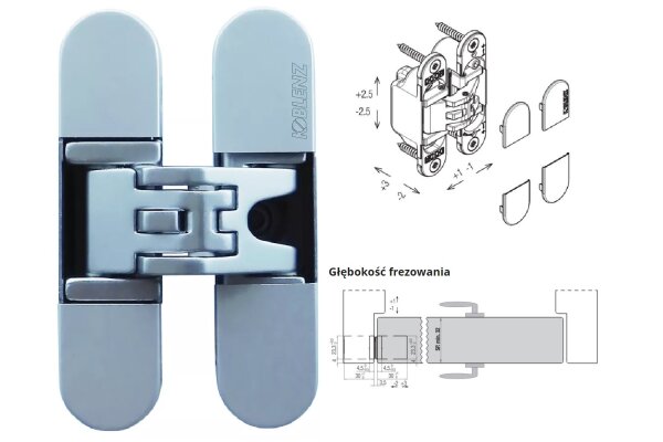 ZAWIAS WPUSZCZANY KUBICA K6200 HD [OPAKOWANIE PRZEMYSŁOWE] Koblenz Chrom matowy