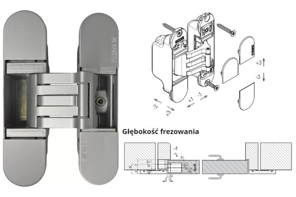 ZAWIAS WPUSZCZANY KUBICA K6300 Koblenz Chrom matowy