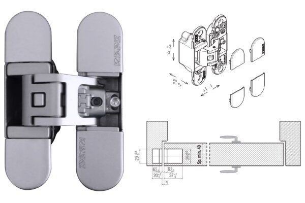 ZAWIAS WPUSZCZANY KUBICA K6700 Koblenz Chrom matowy