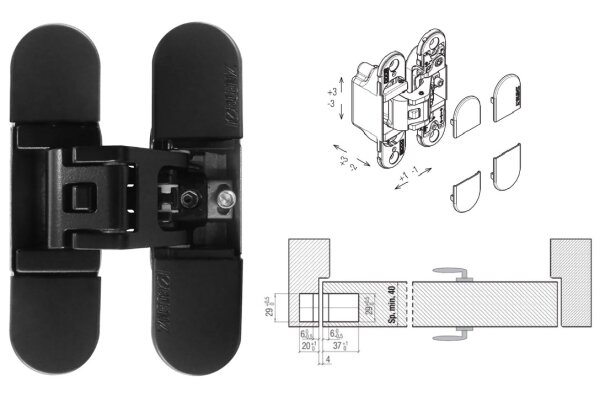 ZAWIAS WPUSZCZANY KUBICA K6700 Koblenz Czarny