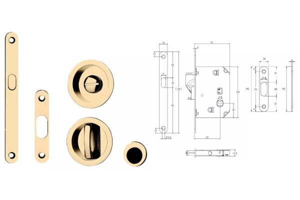 ZAMEK HAKOWY Z OKRĄGŁĄ BLOKADĄ WC OL Linea Cali Mosiądz