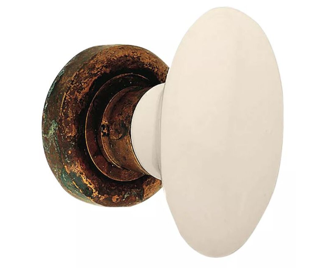 KLAMKA FLAVIA PORCELLANA AVORIO SZYLD OKRĄGŁY 103 AN- fot-