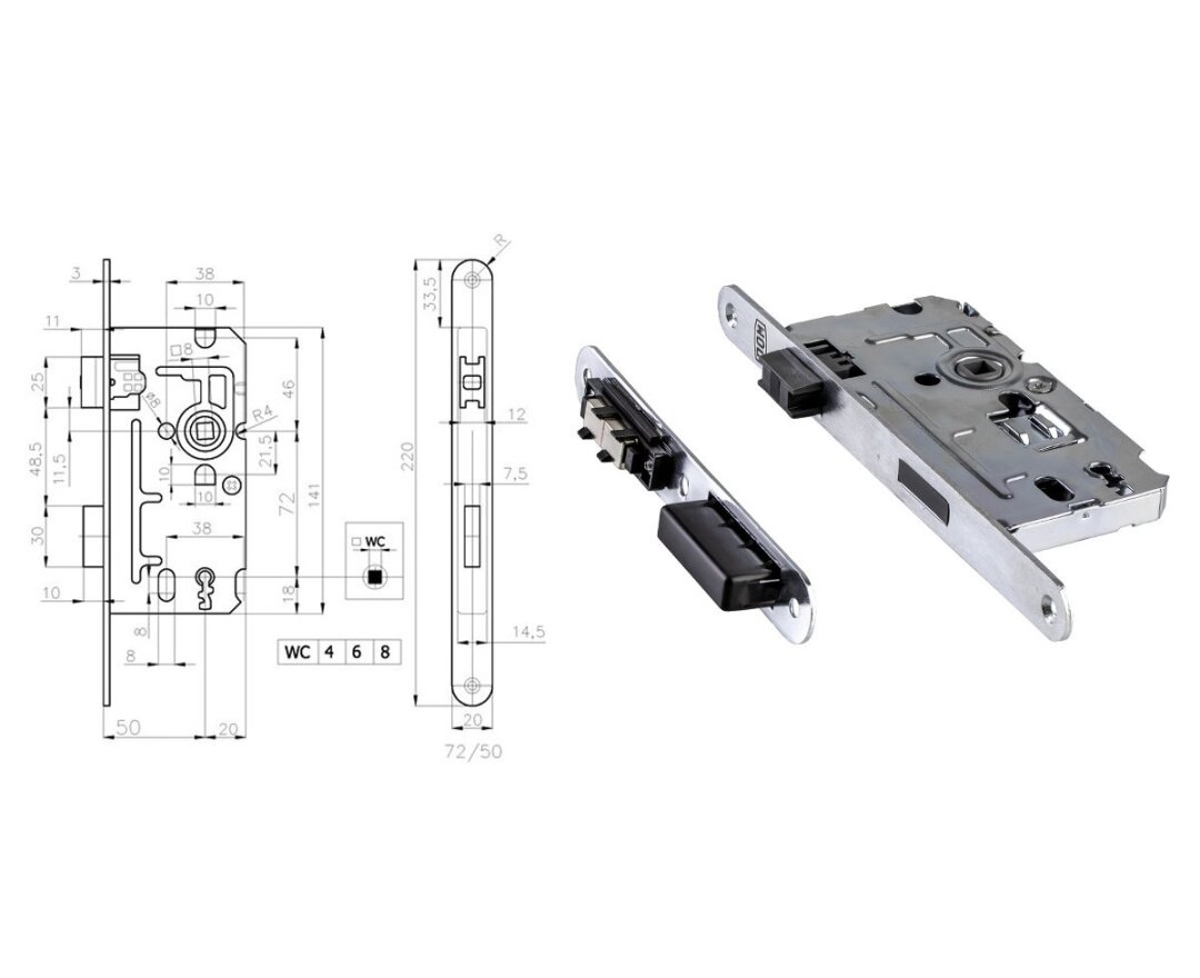 Zamek magnetyczny Berenika z zaczepem BB 20/50/72- fot-