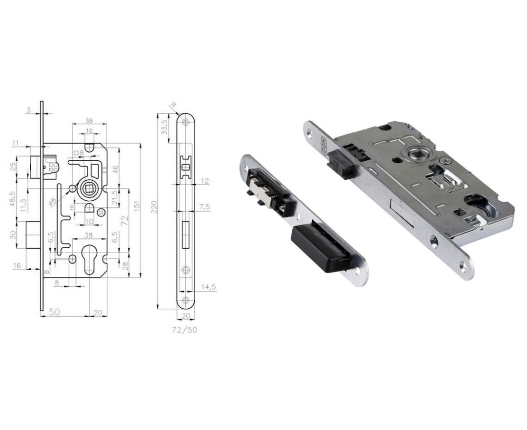 Zamek magnetyczny Berenika z zaczepem PZ 20/50/72- fot-