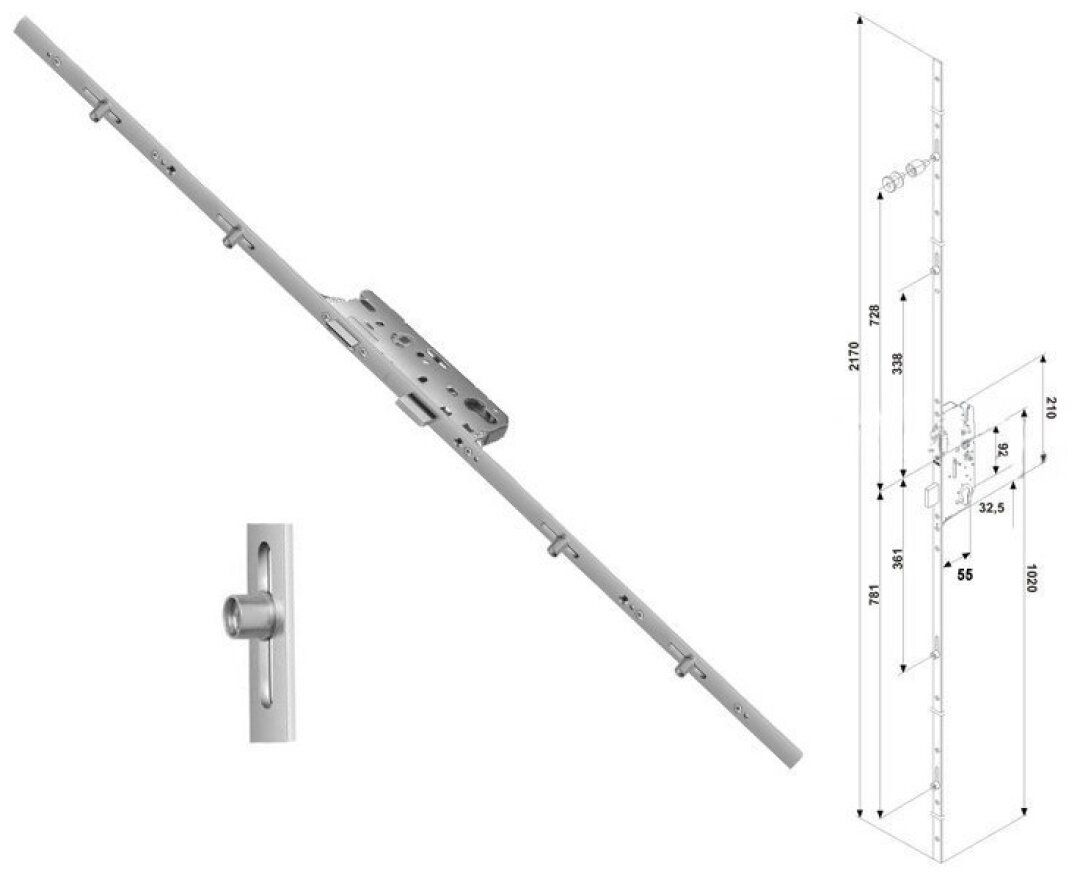 Zasuwnica drzwiowa 855GL 16/30/92/8 sterowana wkładką – ślizgi- fot-