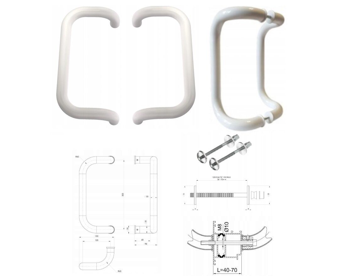 Pochwyt obustronny M2 aluminiowy fi 30 mm, x = 300 mm- fot-