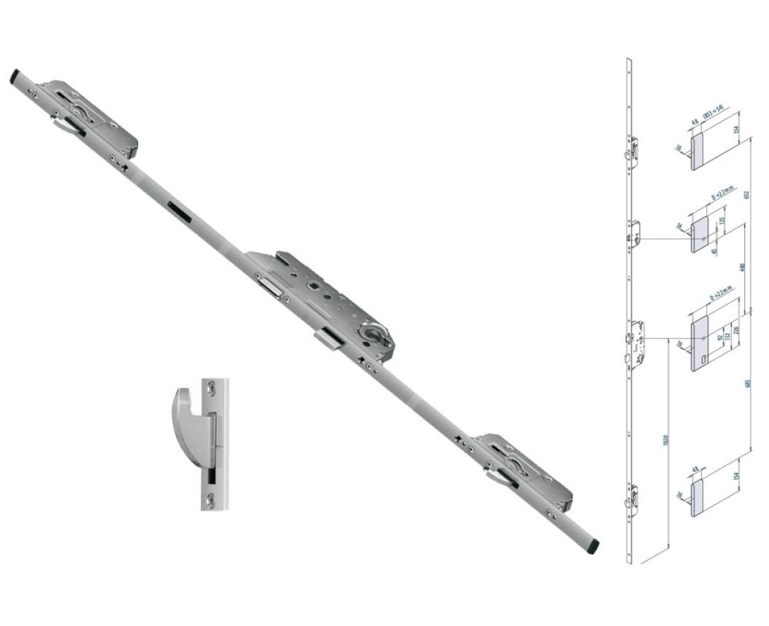 Zasuwnica drzwiowa 855GL U24/35/92/8 sterowana wkładką haki 1790 mm- fot-