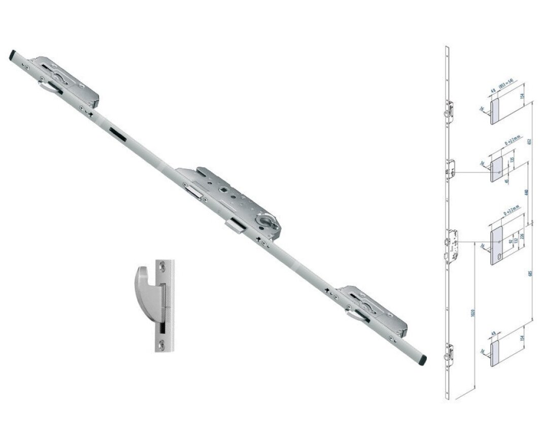 Zasuwnica drzwiowa 855GL U24/45/92/8 sterowana wkładką – hak- fot-
