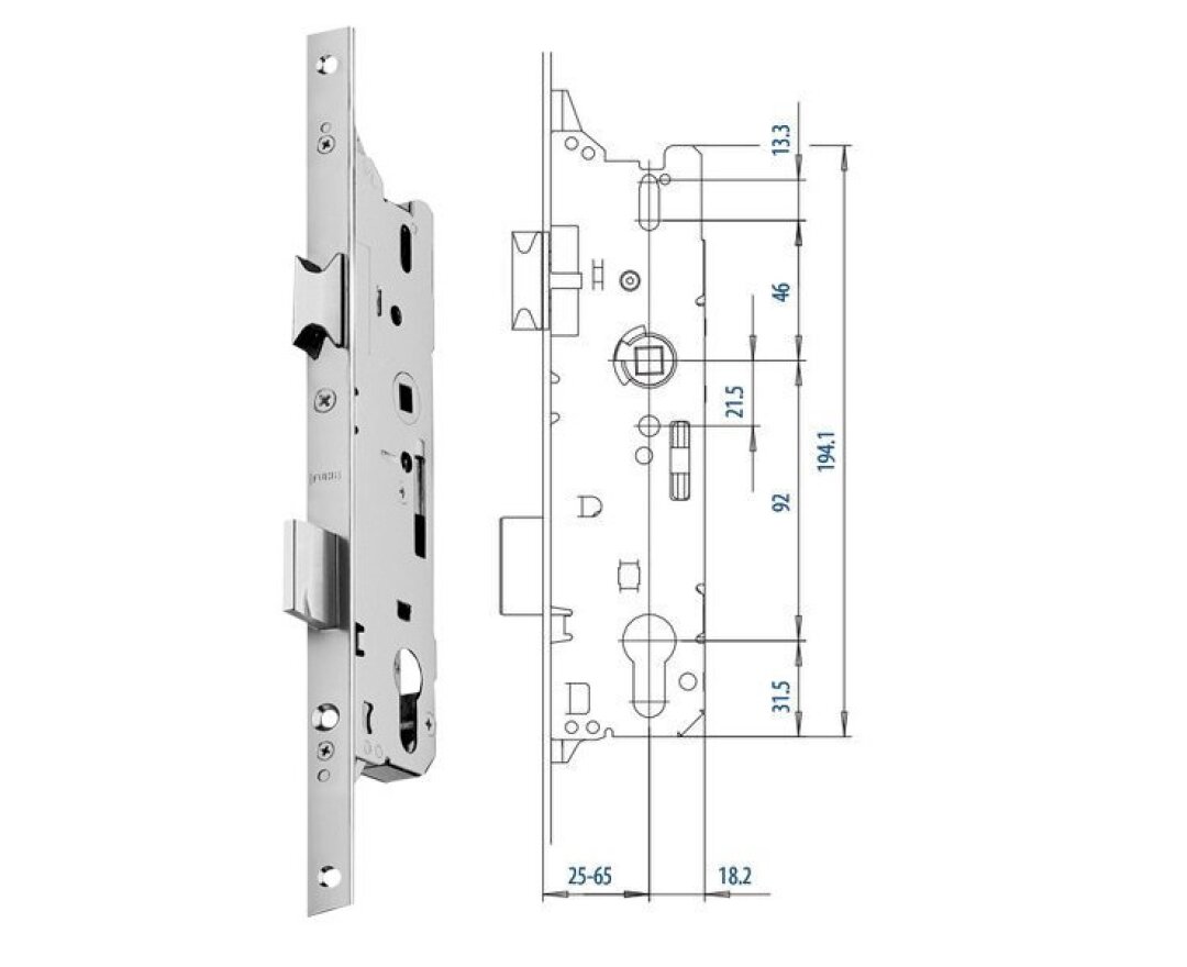 Zamek do drzwi zewnętrznych 803 16/25/92/8 PZ- fot-