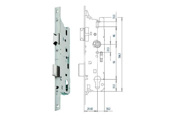 Zamek do drzwi zewnętrznych 803 16/30/92/8 PZ Fuhr Ocynk srebrny