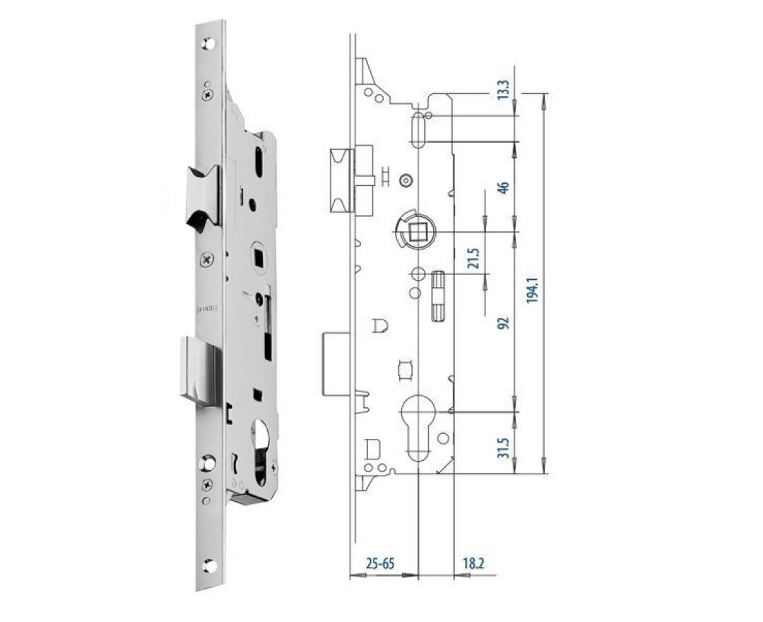 Zamek do drzwi zewnętrznych 803 20/45/92/8 PZ- fot-