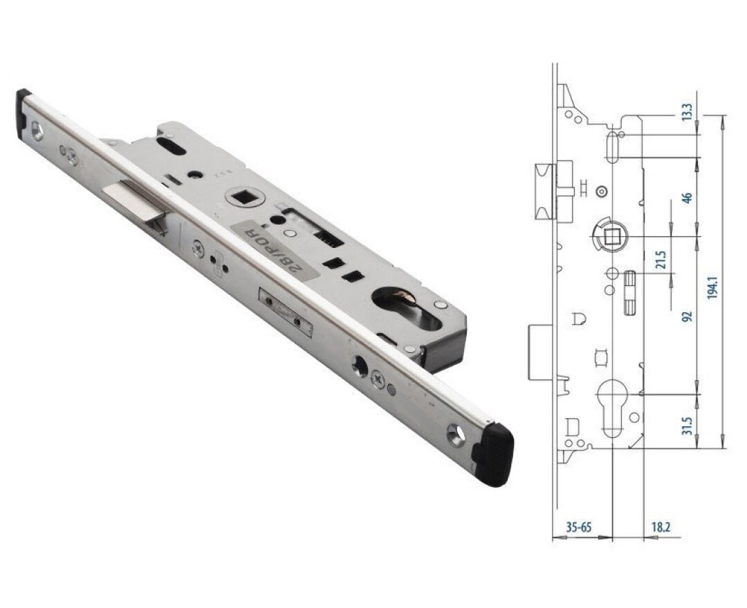 Zamek do drzwi zewnętrznych 803 U24/45/92/8 PZ- fot-