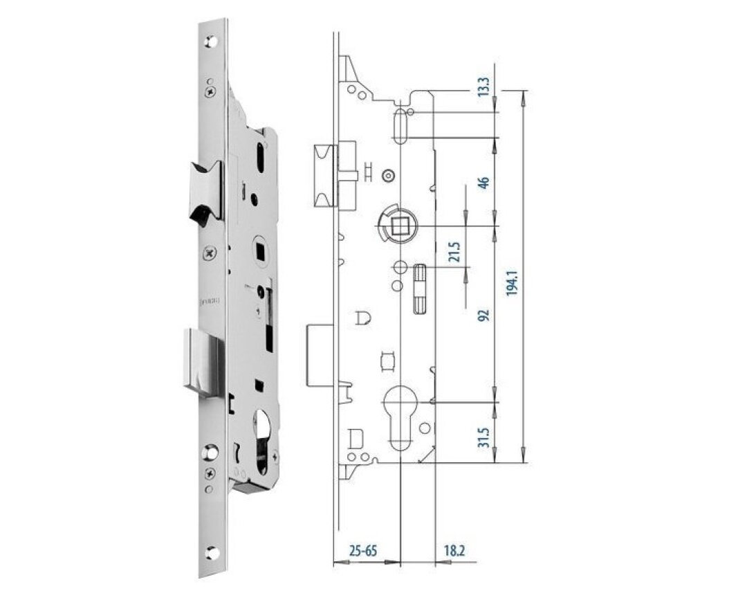 Zamek do drzwi zewnętrznych 803 16/55/92/8 PZ- fot-